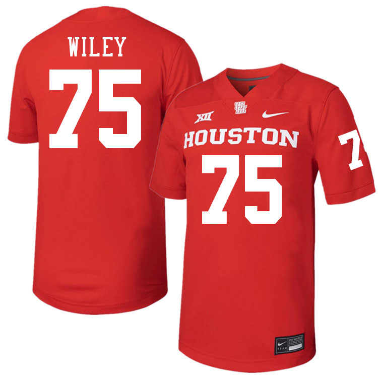 Men #75 Jake Wiley Houston Cougars College Football Jerseys Stitched-Red